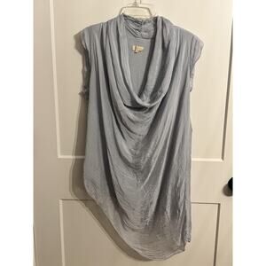 M Dress Womens L Gray Silk Viscose Cowl Neck Asymmetric Trapeze Made In Italy